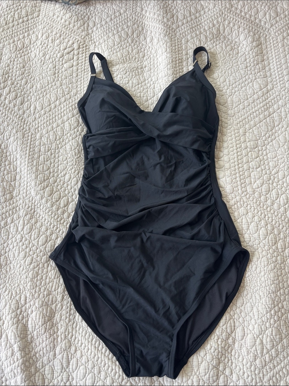 Black One-Piece Ruched Swimsuit